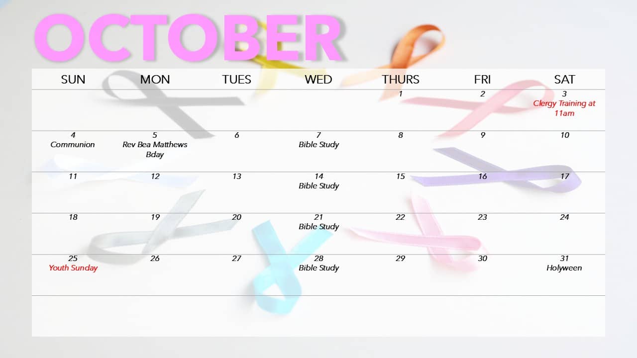 Website Calendar October