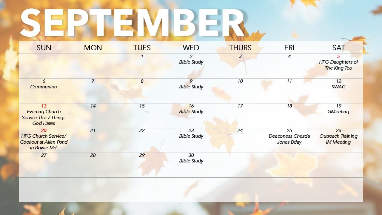 Website Calendar September